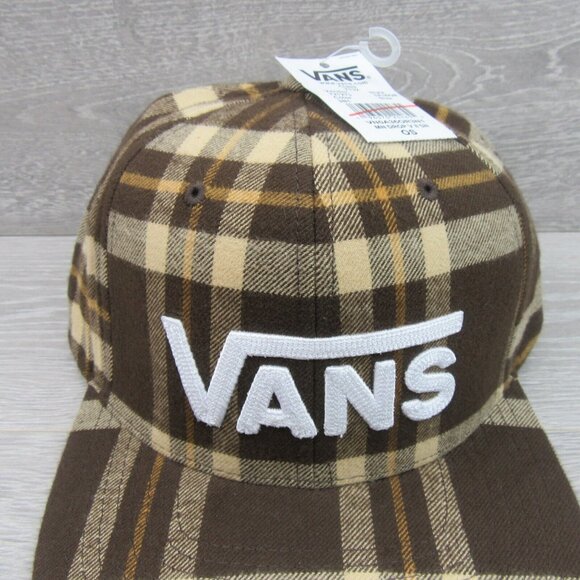 Vans Drop V Brown Plaid Flannel Snapback Hat Cap OS NEW - Picture 7 of 16